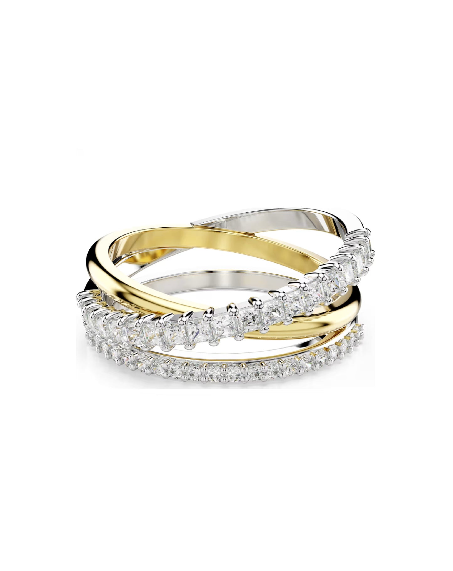 5714165 Swarovski Yellow / White Tone Hyperbola Ring Size 60