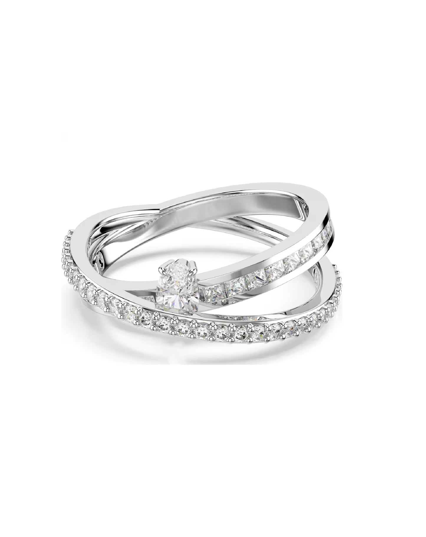 5691231 Swarovski Hyperbola Ring, White Tone, Size 55