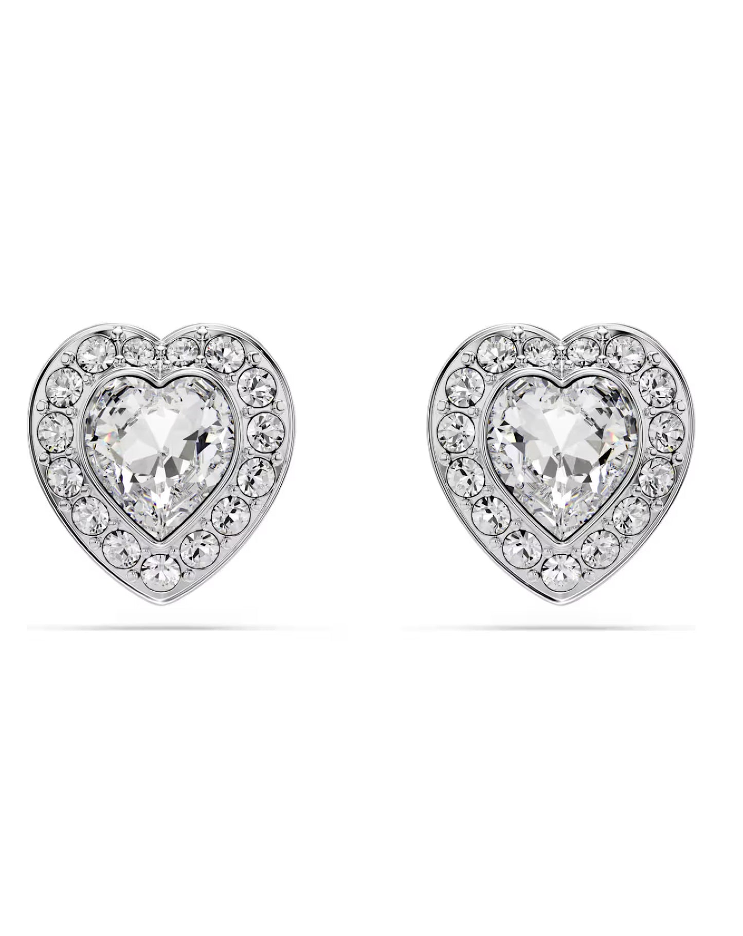 5720859 Swarovski Heart Swan Earrings Silver Tone