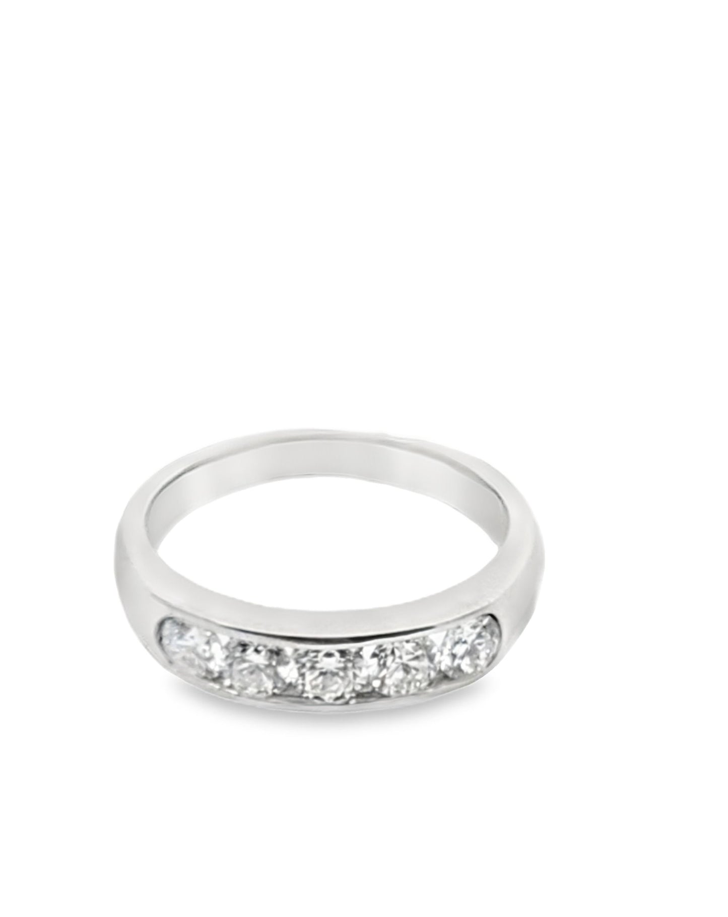 Anillo de 5 diamantes con montura de canal de 18 kt