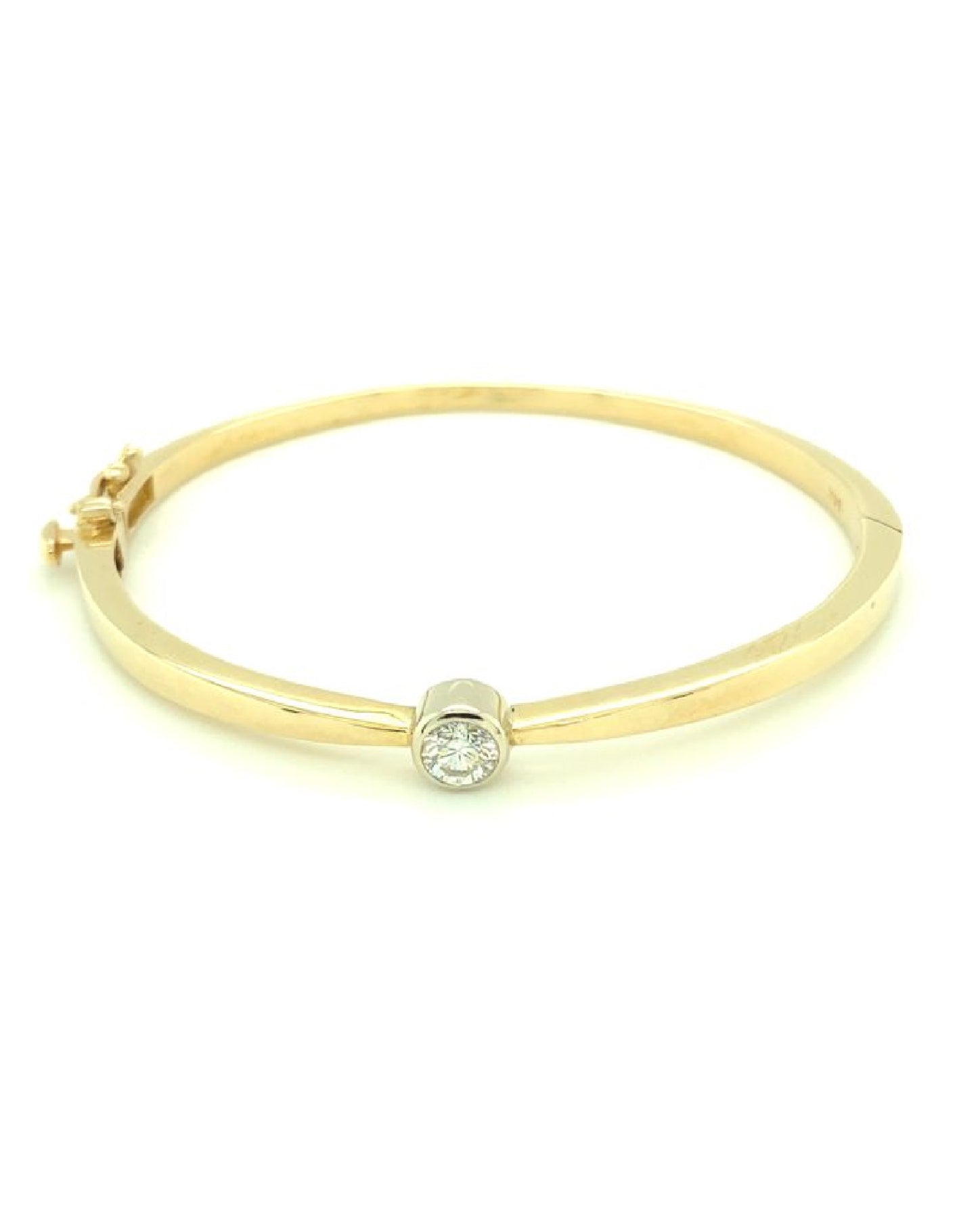 Diamonds 14 Kt Yellow Gold Solitaire Diamond Bangle Jewelry