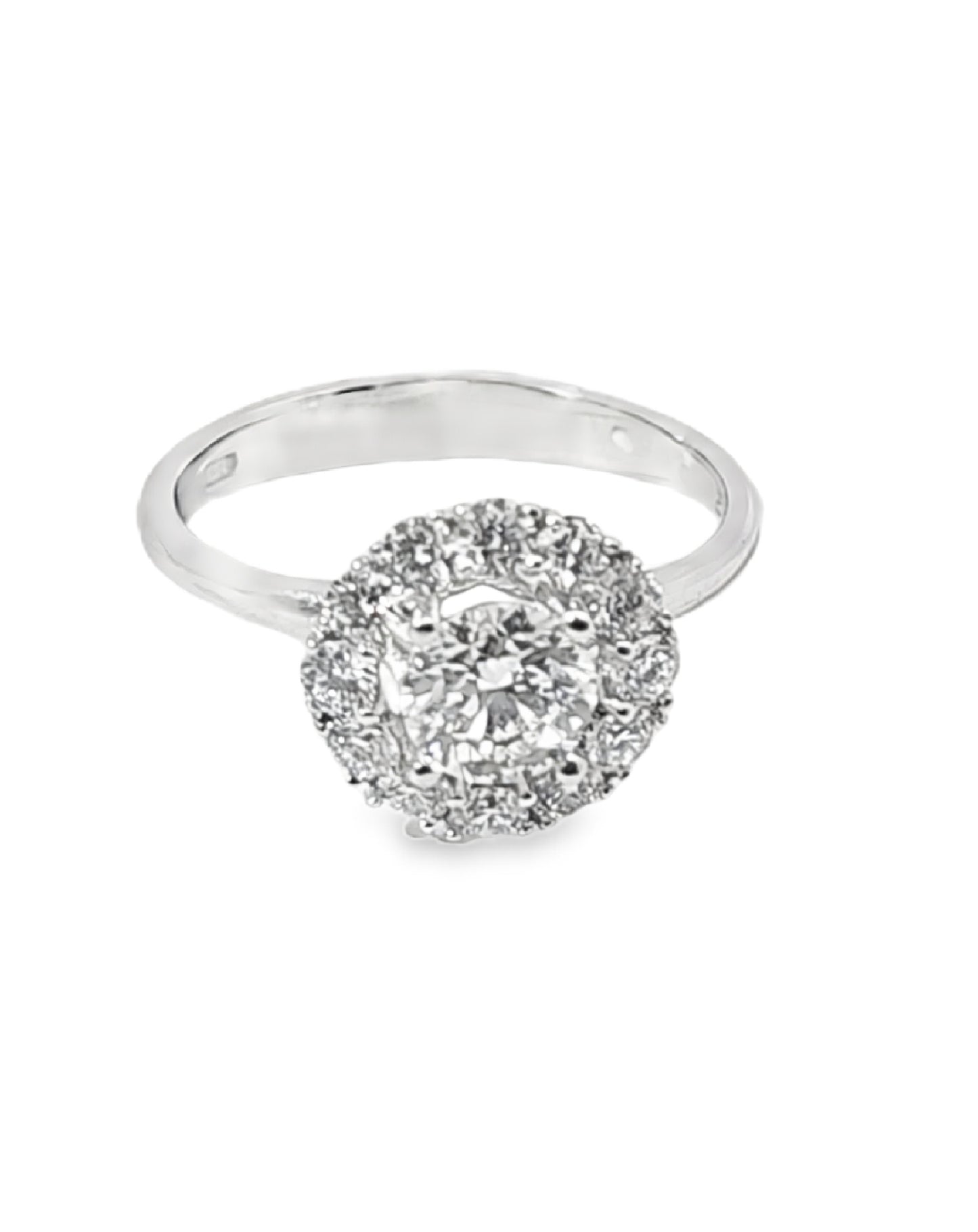Anillo de compromiso de diamantes con efecto solitario de 14 kt