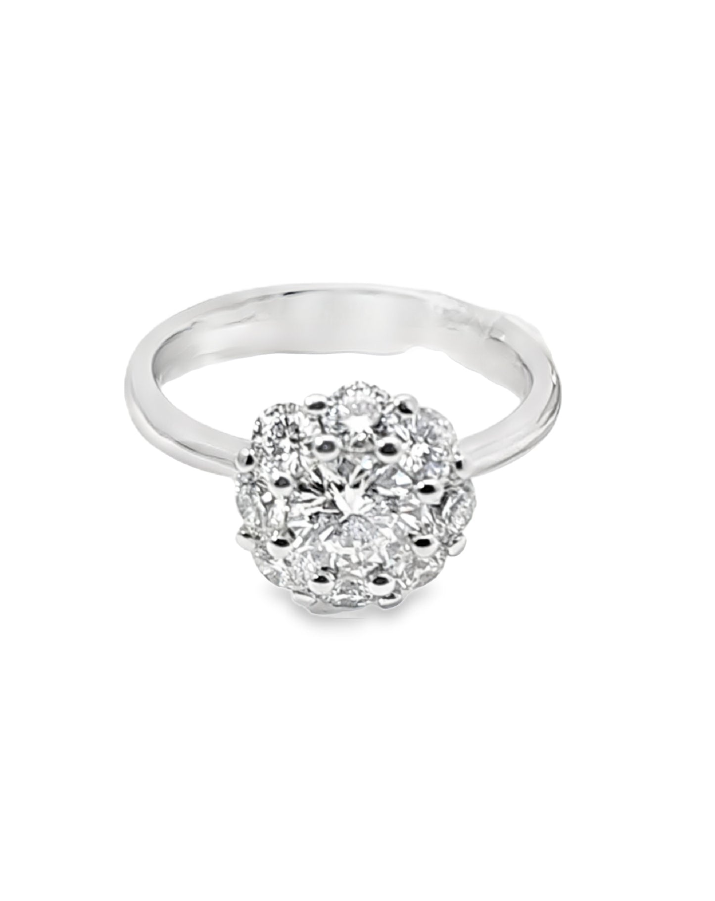 18Kt - Anillo de diamante solitario de 6 puntas