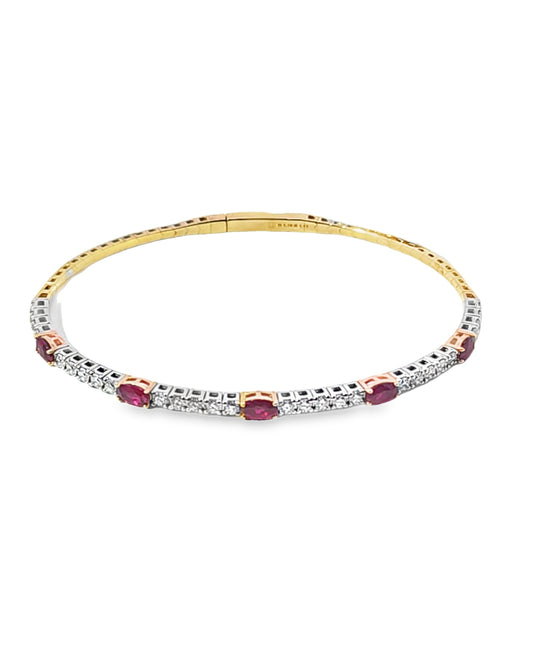 2 Tone Gold Flexi Diamond Bangle Rubi, 1.13 CT