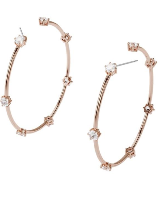 5609706  Swarovski Constella Rose Tone  Hoop Earring