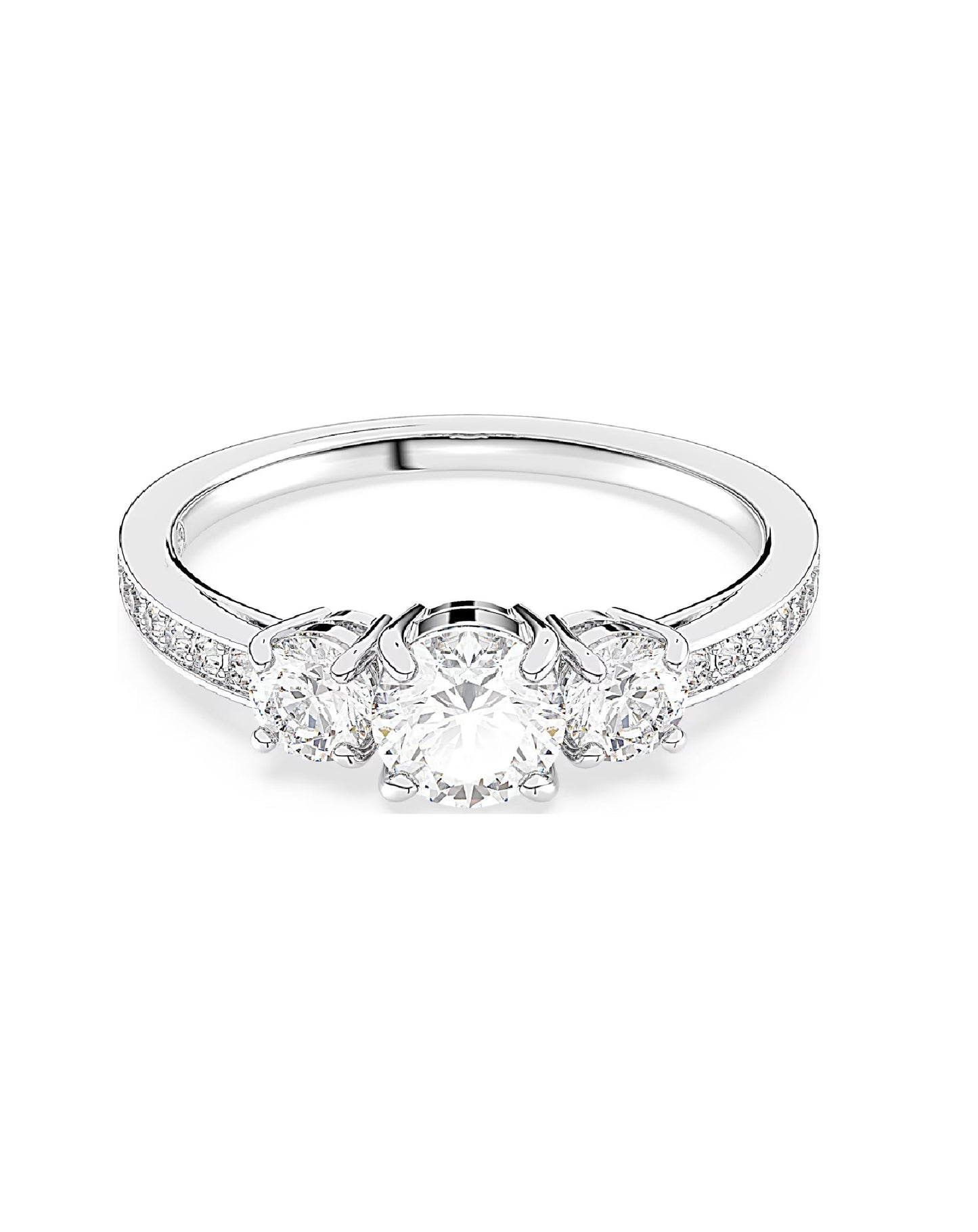 5656290 Swarovski Attract Trilogy Ring, White Tone Size 60