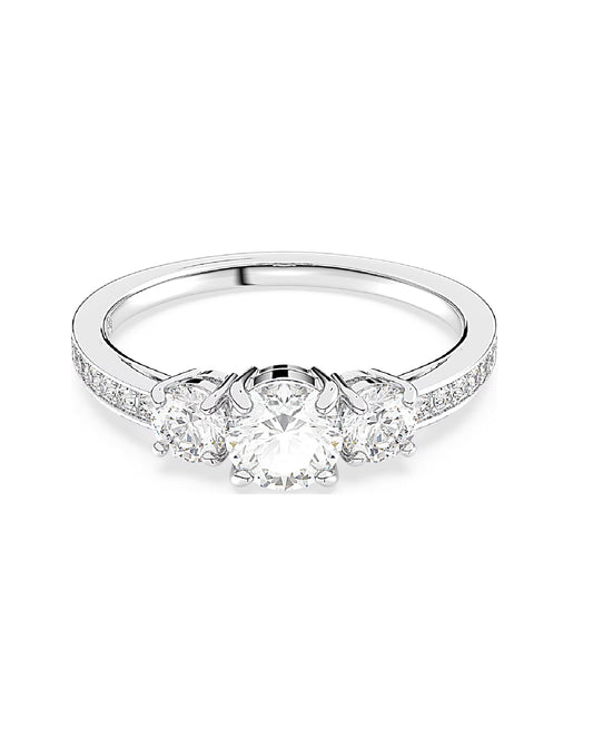 5656290 Swarovski Attract Trilogy Ring, White Tone Size 60