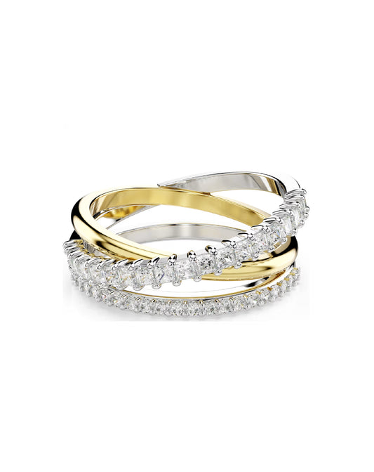5714165 Swarovski Yellow / White Tone Hyperbola Ring Size 60