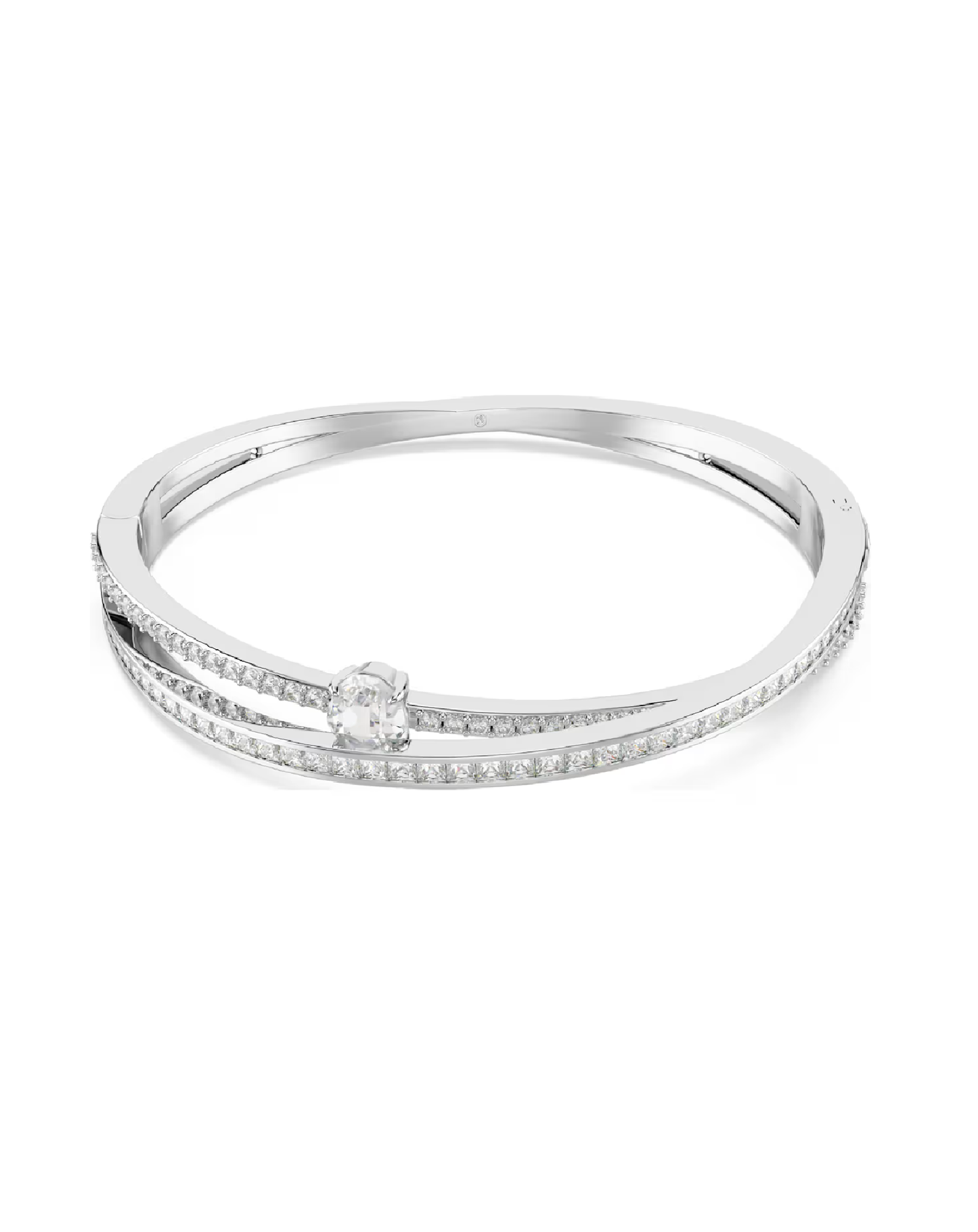 5691226 Swarovski Silver Tone Hyperbola Bangle Size L