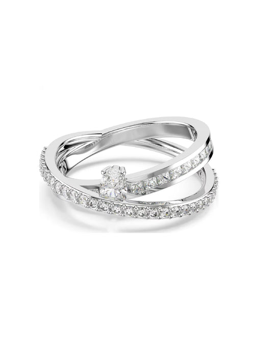 5691231 Swarovski Hyperbola Ring, White Tone, Size 55