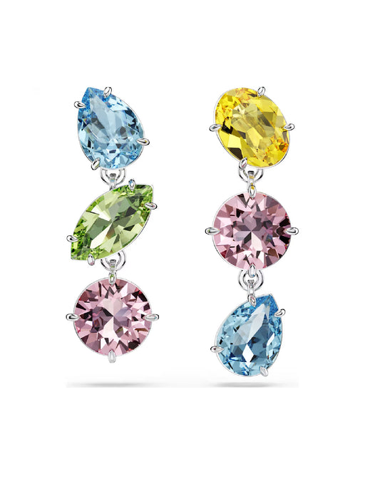 5692406 Swarovski Gema Drop Earrings, Rhodium Plated