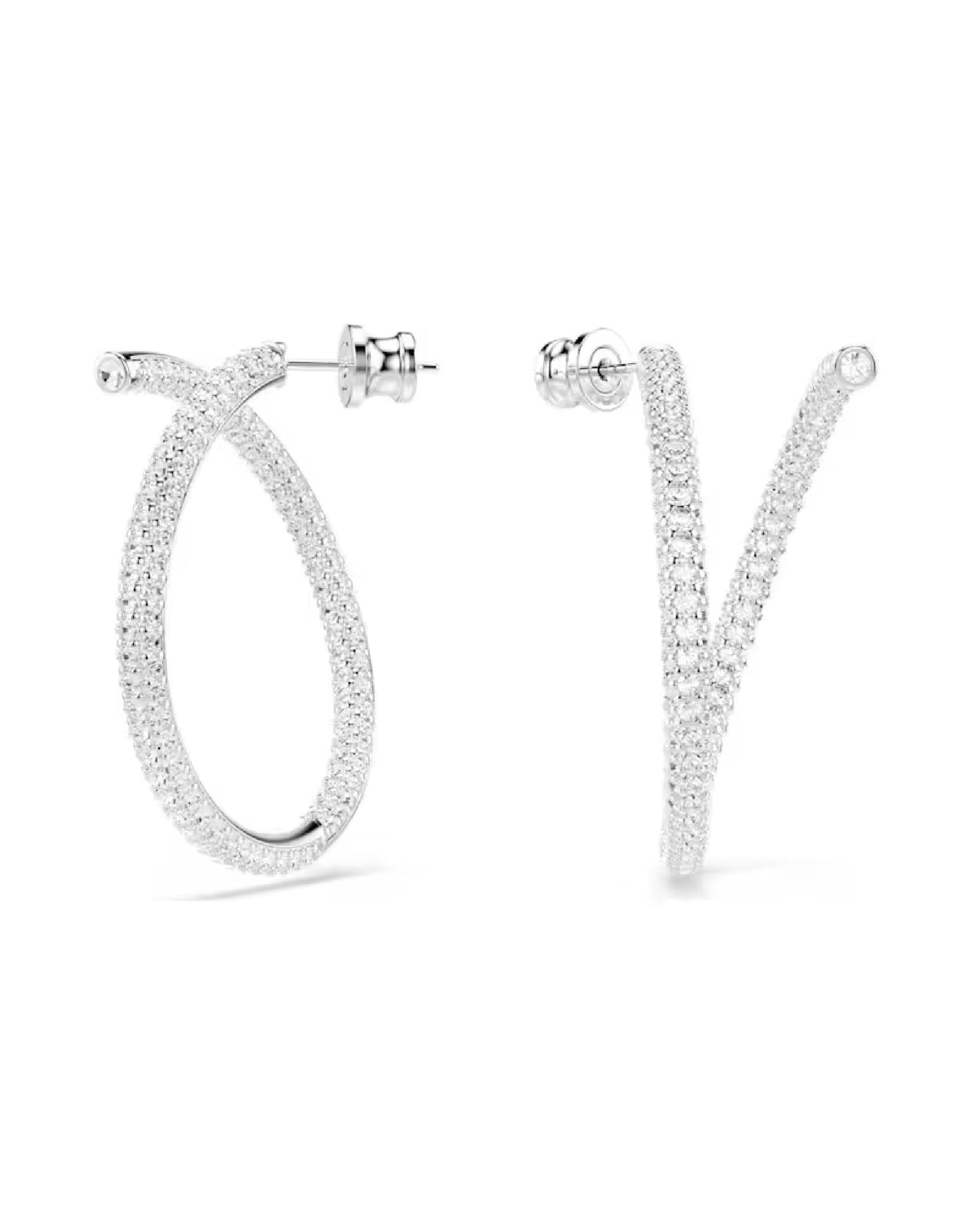 5695939 Swarovski Dextera White Tone Hoop Earrings