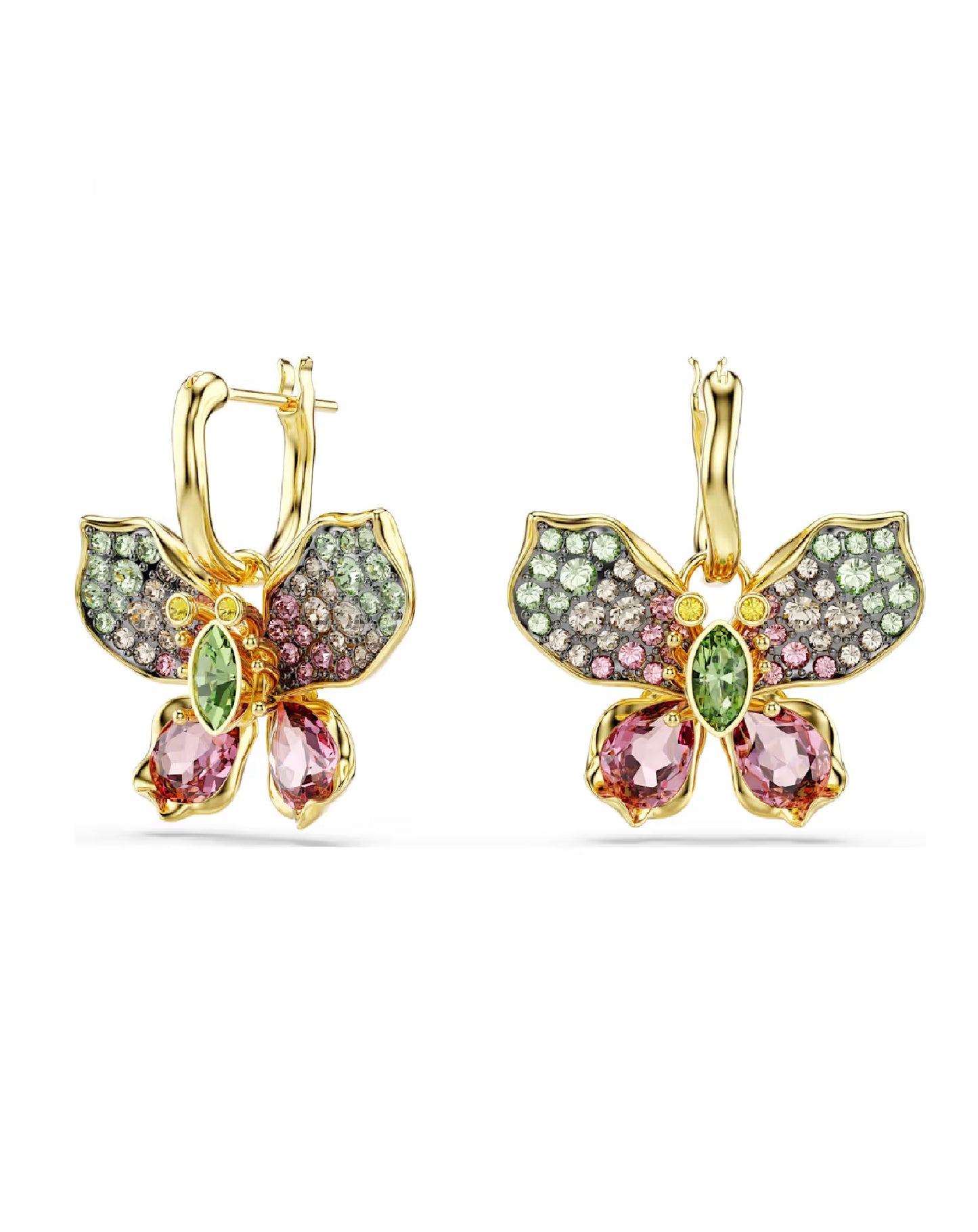 5709953 Swarovski Idyllia, Butterfly, Gold Tone Drop Earrings