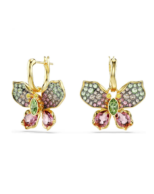 5709953 Swarovski Idyllia, Butterfly, Gold Tone Drop Earrings