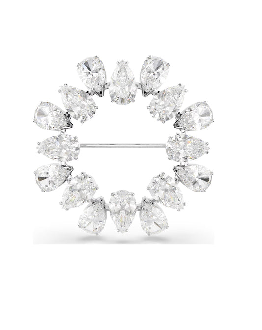 5714646 Swarovski Matrix Brooch, White Tone