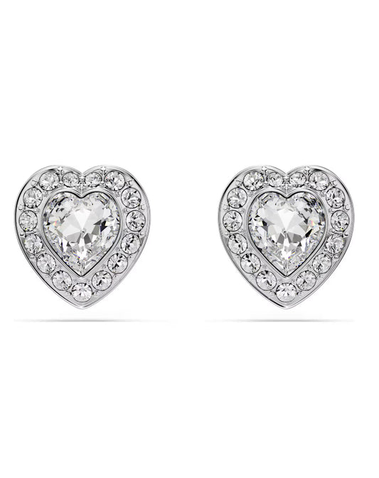 5720859 Swarovski Heart Swan Earrings Silver Tone