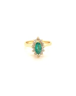 Diamonds Rombo Cut Emerald Diamond Ring, 0.48CT+ 0.24 CT Rings