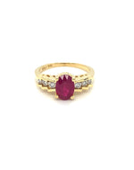 Diamonds Yellow Gold Solitaire Ruby Diamond Ring 1.33 CT+0.31 CT Rings