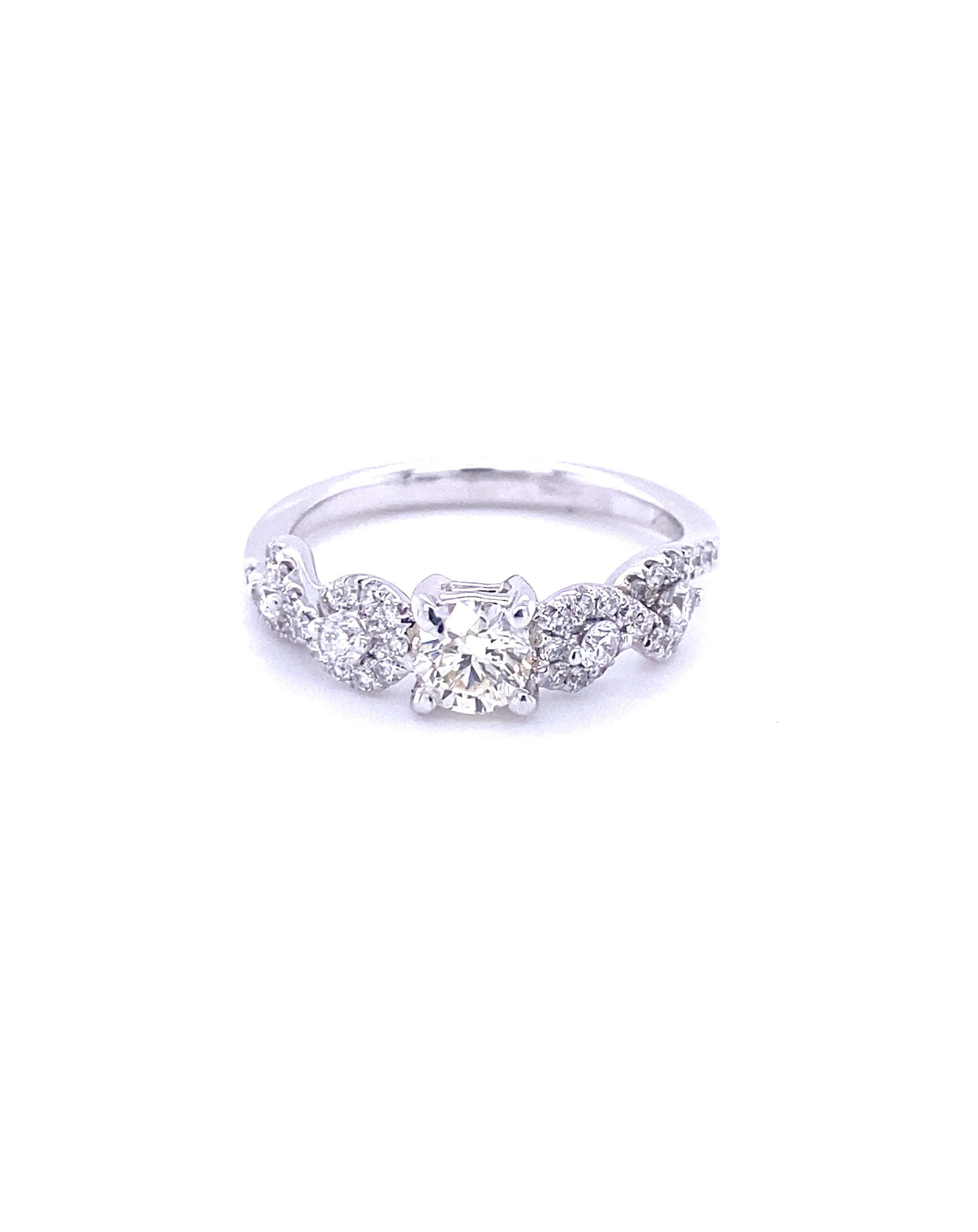 Diamonds White Gold Solitaire Diamond Ring, 0.38+0.39 = 0.77 CT Rings