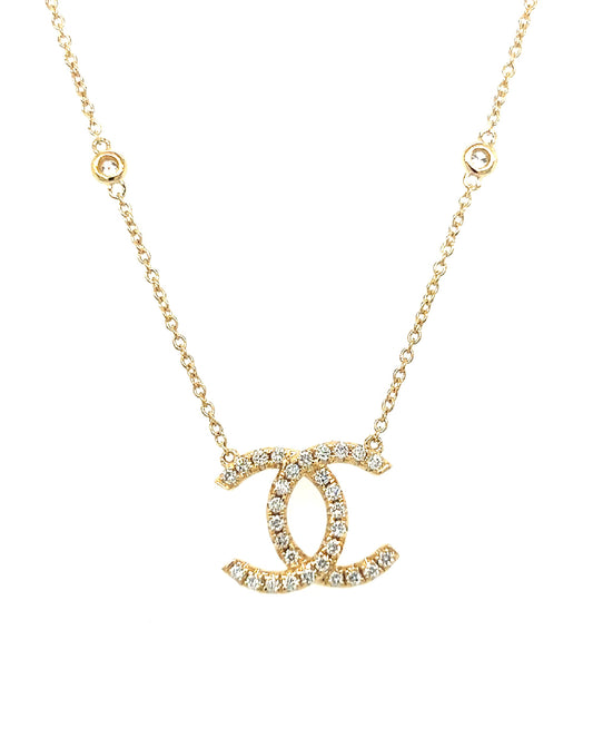 Luxury 14 Kt Gold Versace Diamond Pendant – 0.42 CT