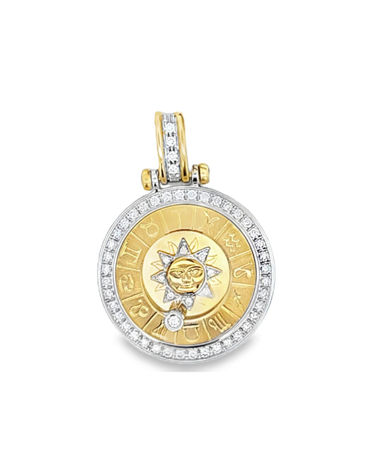 18 Kt Yellow Gold Horoscope Diamond Pendant .78CT