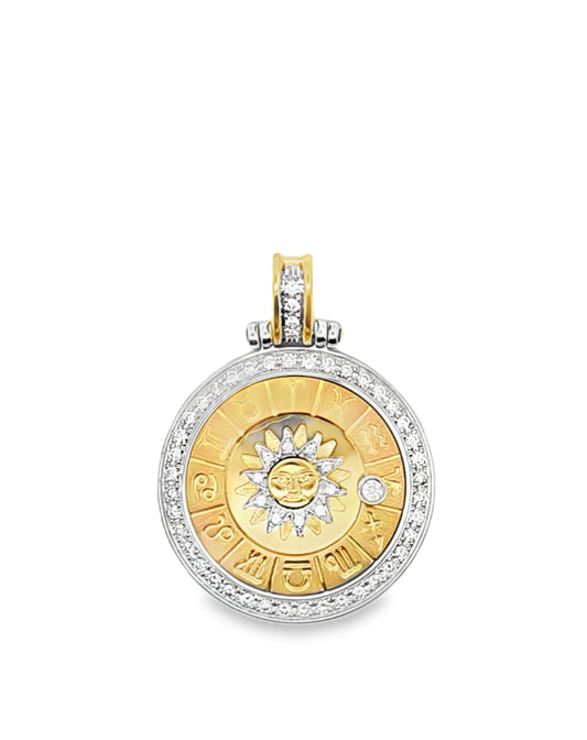 18 Kt Yellow Gold Horoscope Diamond Pendant 1.01CT