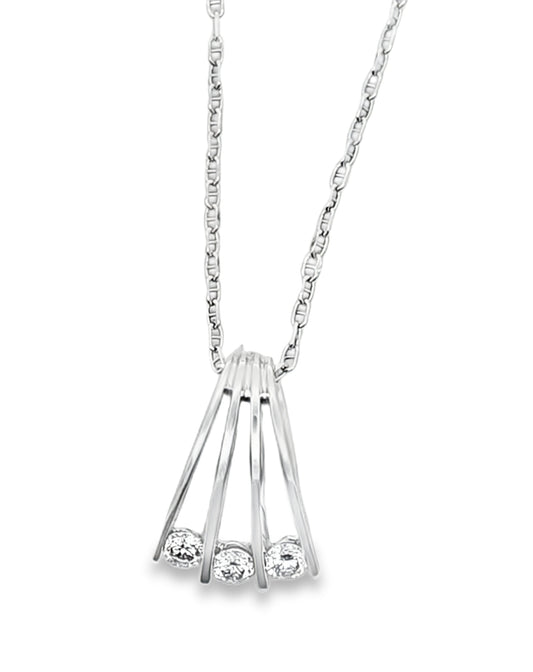 14 Kt Triple Solitaire Diamond Pendant