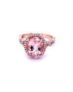 Diamonds Morganite Diamond ring 3.50 Ct + 0.30 Rose gold Rings