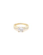 Gold 18 kt White Gold Solitaire White Sapphires Ring Jewelry