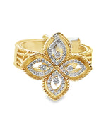 Elegant Floral Gold Ring, 0.24 CT, 14 KT GOLD