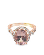 Morganite Diamond ring  3.50 Ct + 0.30 Rose gold