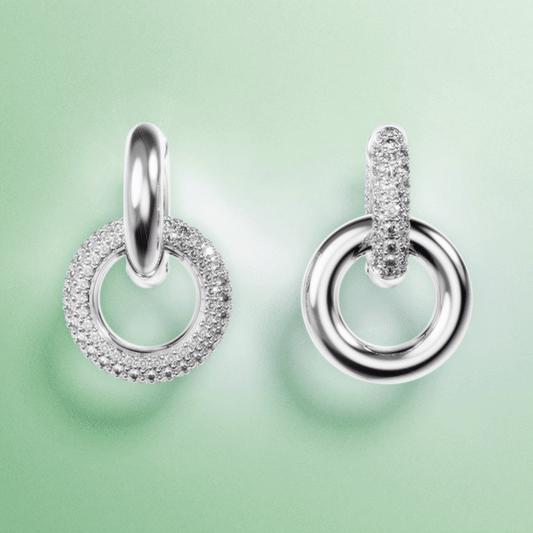 Swarovski 5671807 Swarovski DEXTERA White Tone Rhodium Plated Interlocking Earrings Earrings