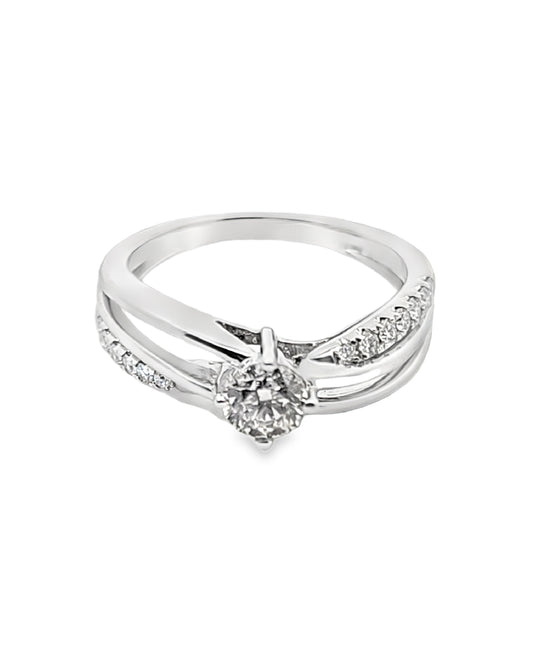 Brilliant & Princess engagement Diamond Ring, 0.72 CT