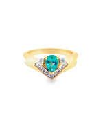 Diamonds Oval Cut Emerald Triangle Diamond Ring, 0.66CT + 0.25 CT Rings