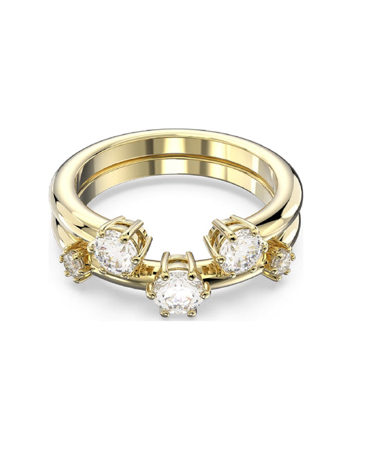 Swarovski 5640965 Swarovski CONSTELLA Yellow Gold Tone 2 Rings Set Size 55 Rings