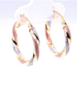 Gold 18 Kt Gold Earrings with Three Tone Jewelry