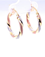 Gold 18 Kt Gold Earrings with Three Tone Jewelry
