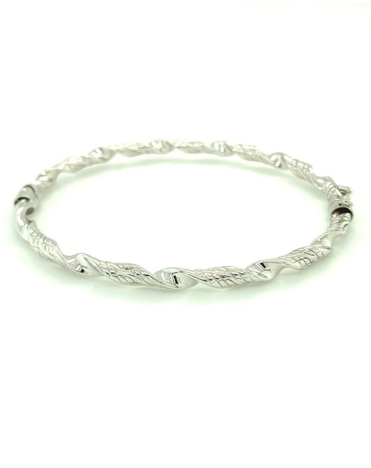 Gold 18 Kt White Gold Twisted Design Bangle 750mls Jewelry
