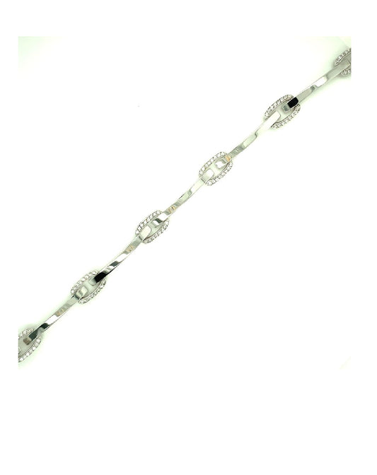 Gold 18Kt White Gold White Sapphire Bracelet Jewelry