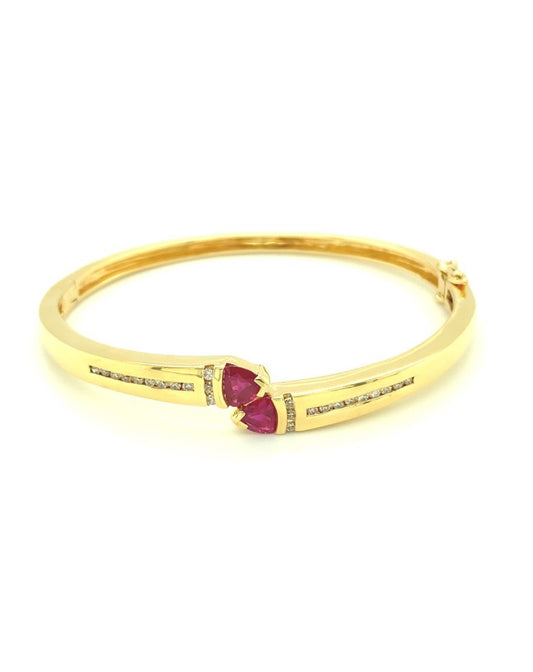 Diamonds Yellow gold Ruby Diamond Bangle, 1.00 CT+0.34 CT Jewelry