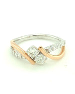 Diamonds Rose Gold Two Solitaire Engagement Diamond Ring, 0.63 CT Rings