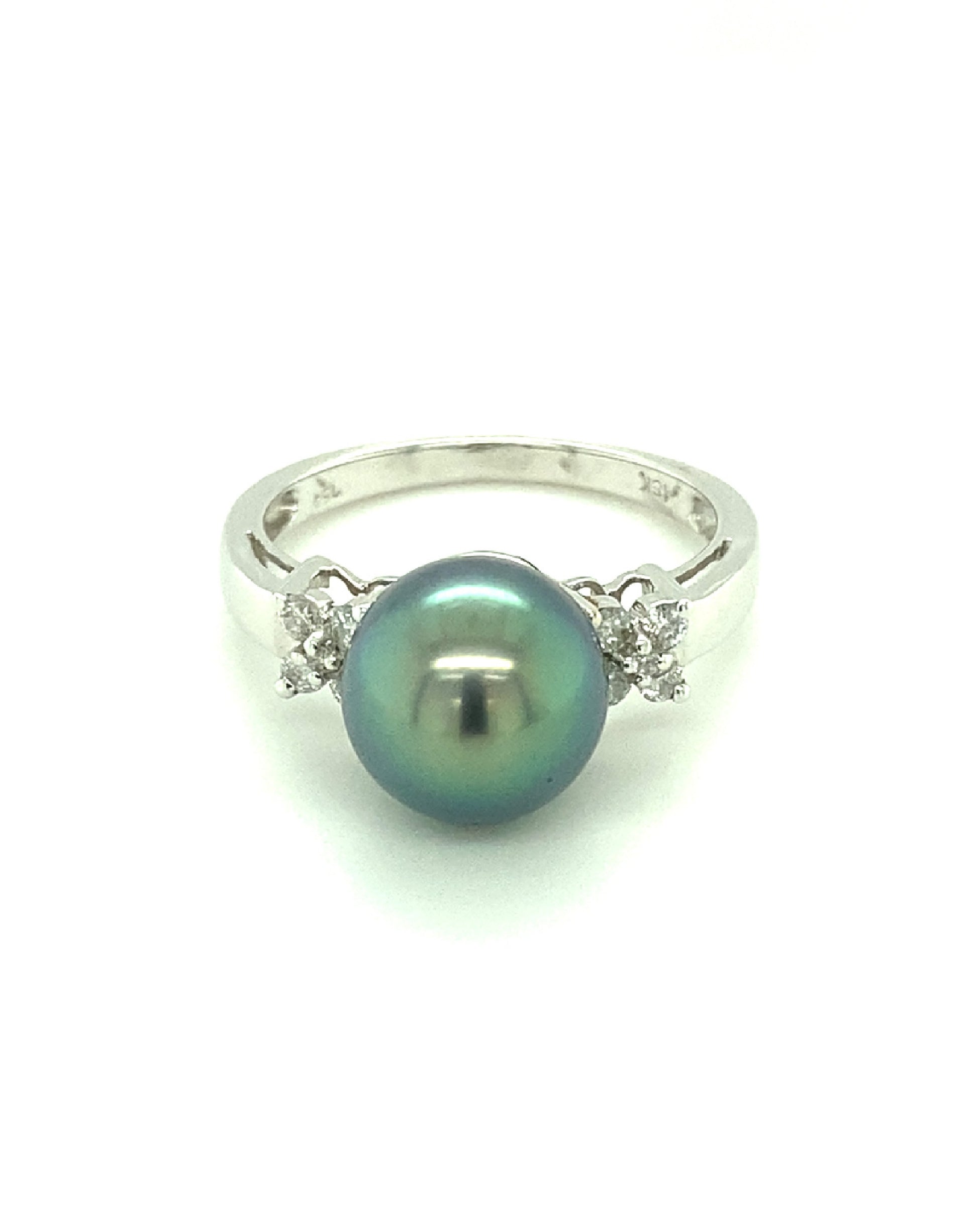 Diamonds Black Pearl Semi-Precious Stone Diamond Ring Rings