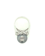 Diamonds Black Pearl Semi-Precious Stone Diamond Ring Rings
