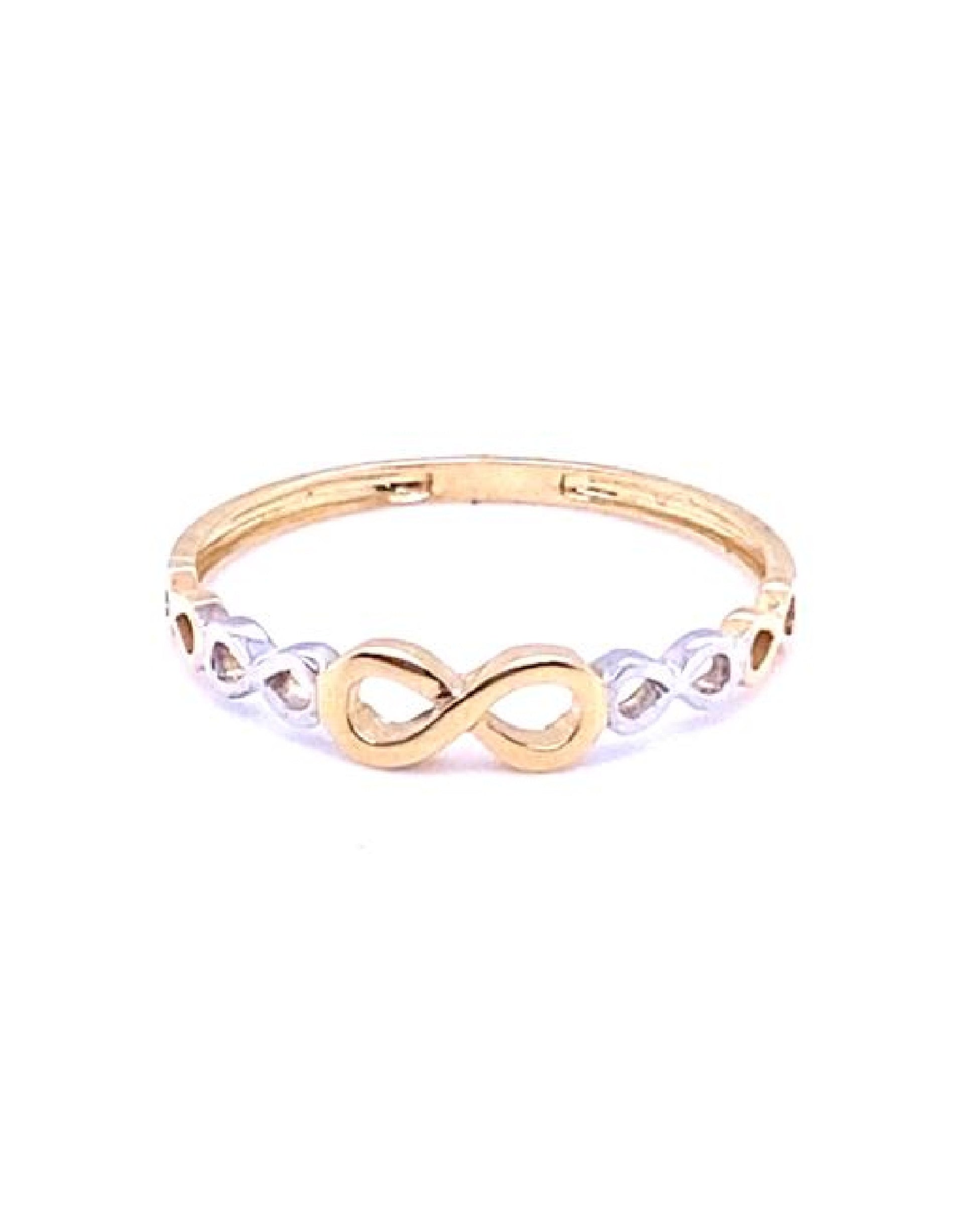 Gold 18KT Yellow Gold/White Gold 2 Tone White Sapphire Infinity Ring Jewelry