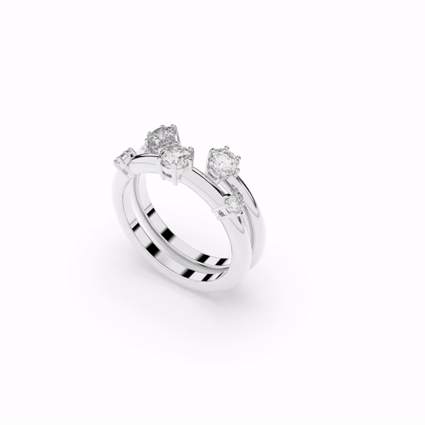 Swarovski 5640963 Swarovski Constella 2 RINGS Set Size 60, White Rhodium Rings