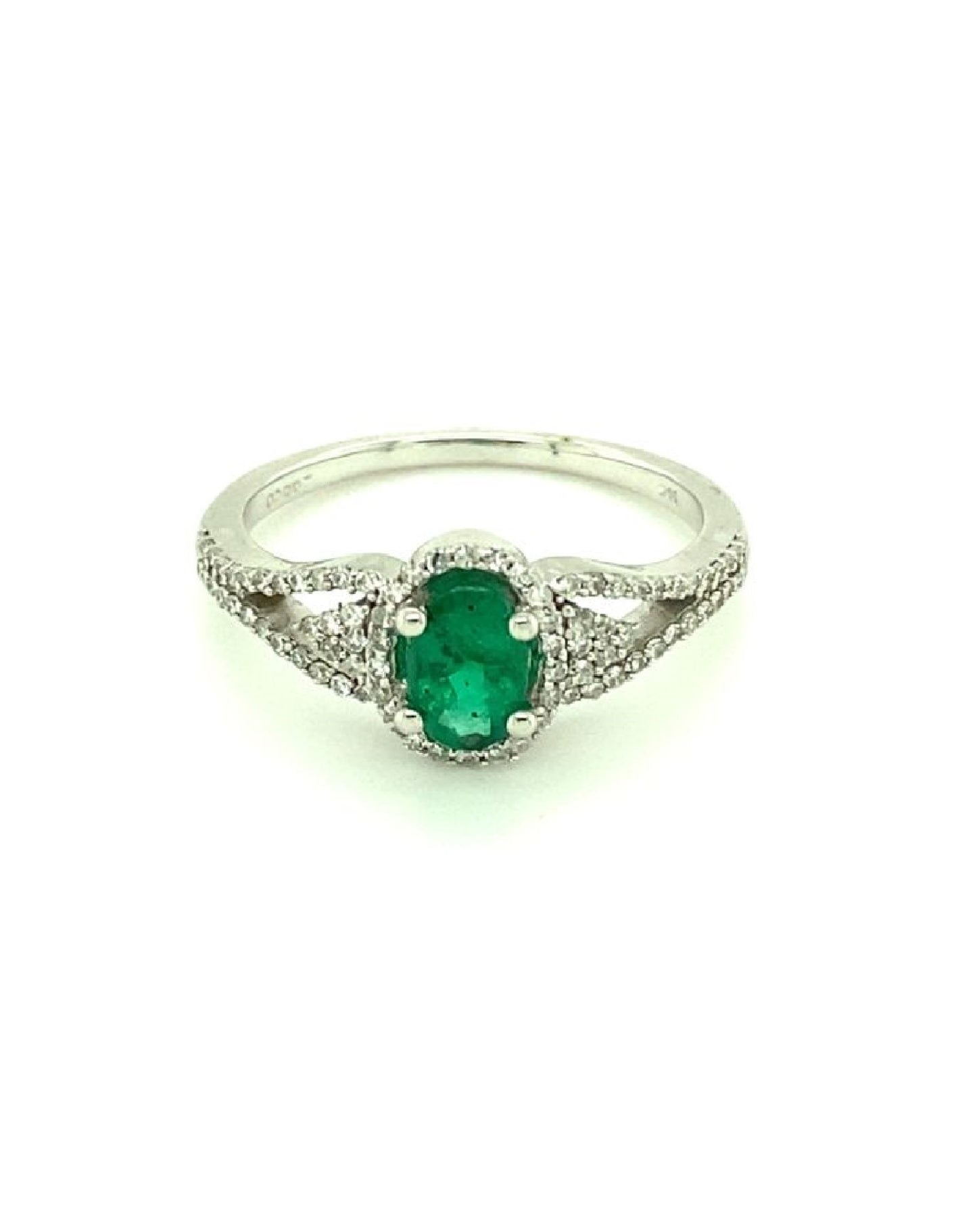 Diamonds Solitaire Emerald Engagement Diamond Ring 0.50 CT +0.35 CT Rings