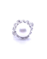 Diamonds White Pearl Semi-Precious Stone FLORAL Diamond Ring Rings
