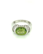 Diamonds Peridot Oval Cut Semi-Precious Diamond Ring White gold Rings