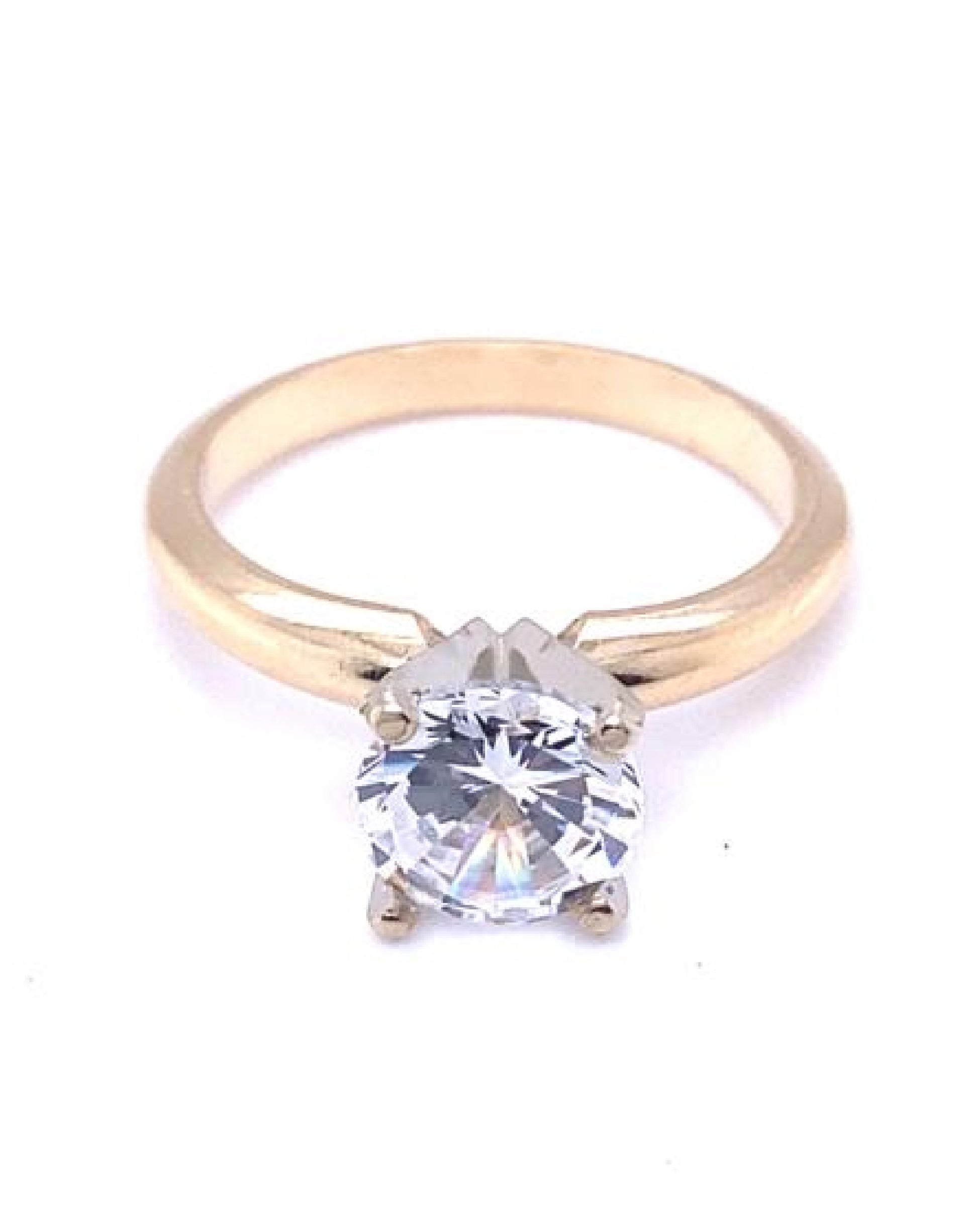 Gold 18 kt Yellow Gold Ring With White Sapphires 750mls Ladies Jewelry